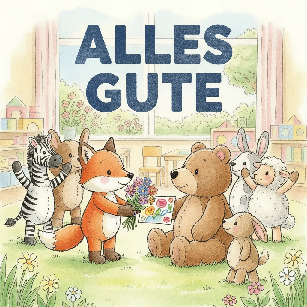 Beispiel-Buchcover „Alles Gute“ für ein Gruppenbuch zum Thema Abschied einer Bezugsperson