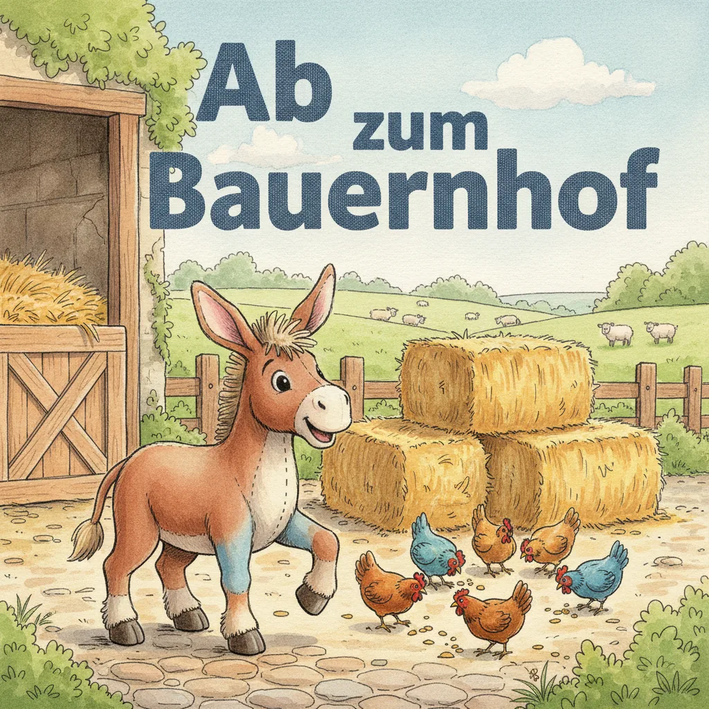 Beispiel-Buchcover „Ab zum Bauernhof“ für ein Gruppenbuch zum Thema Ausflug
