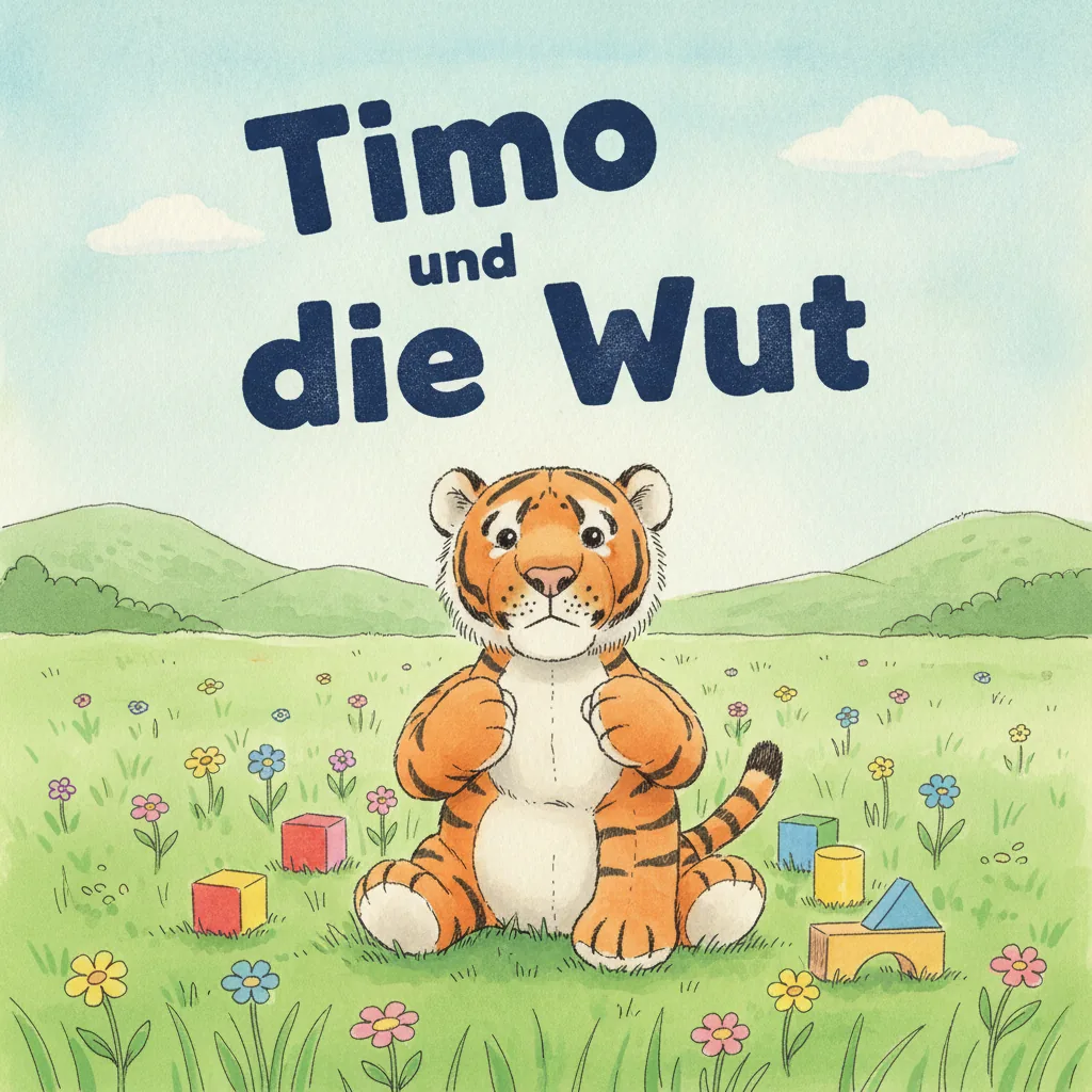 Beispiel-Buchcover „Timo und die Wut" mit dem Plüsch-Tiger als Held