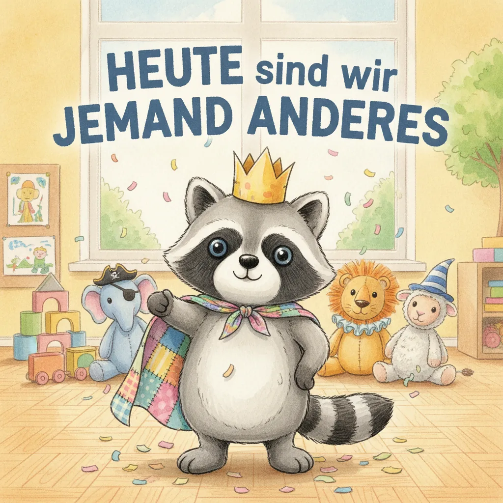 Beispiel-Buchcover „Heute sind wir jemand anderes“ für ein Gruppenbuch zum Thema Fasching