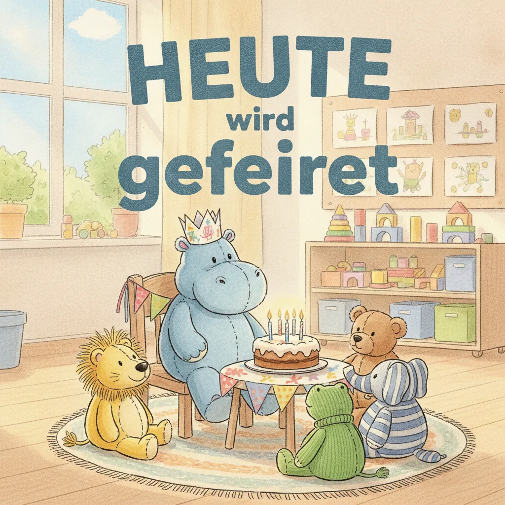 Beispiel-Buchcover „Heute wird gefeiert“ für ein Gruppenbuch zum Thema Geburtstage