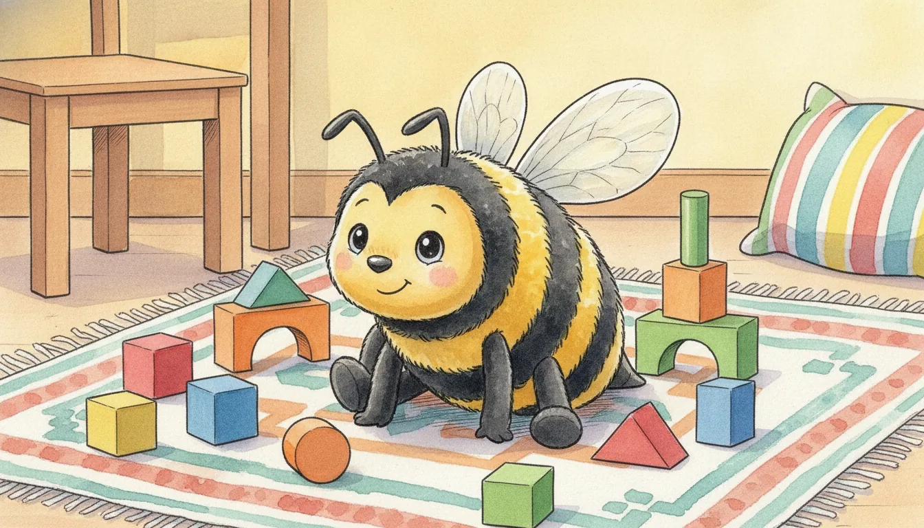 Plüsch-Biene als Held einer Aquarell-Illustration