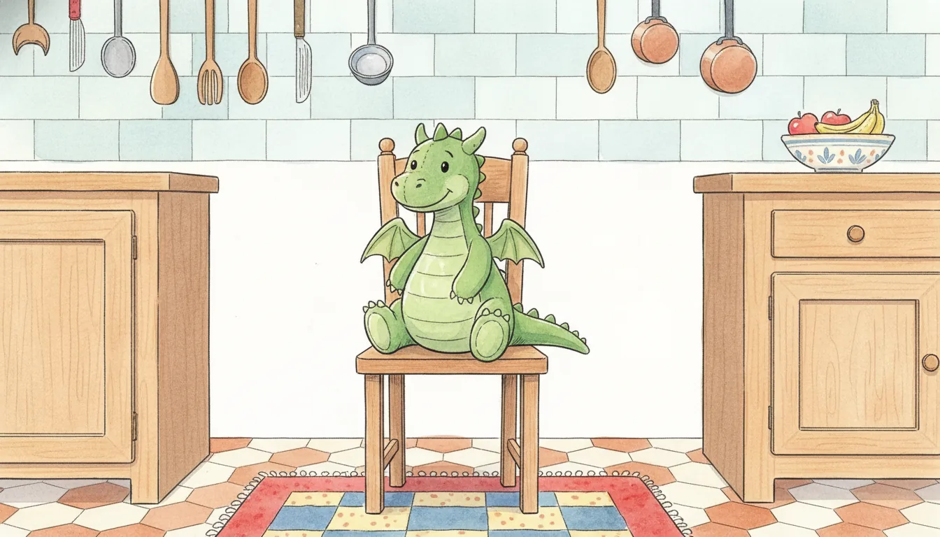 Plüsch-Drache als Held einer Aquarell-Illustration