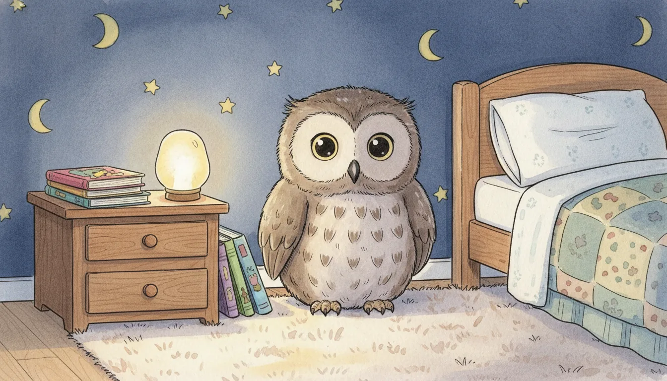Plüsch-Eule als Held einer Aquarell-Illustration