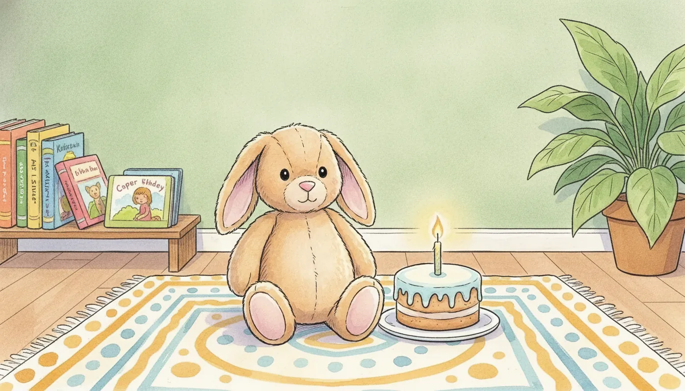 Plüsch-Hase als Held einer Aquarell-Illustration