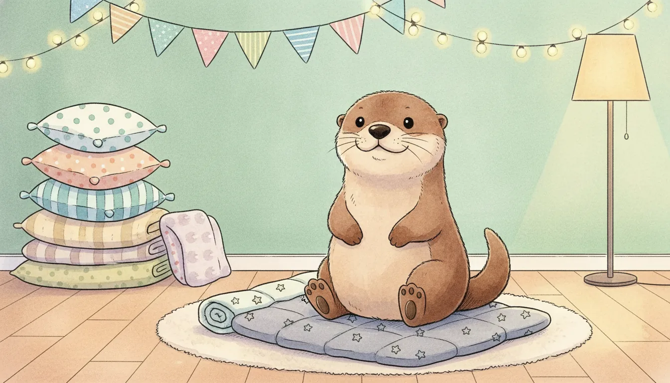 Plüsch-Otter als Held einer Aquarell-Illustration