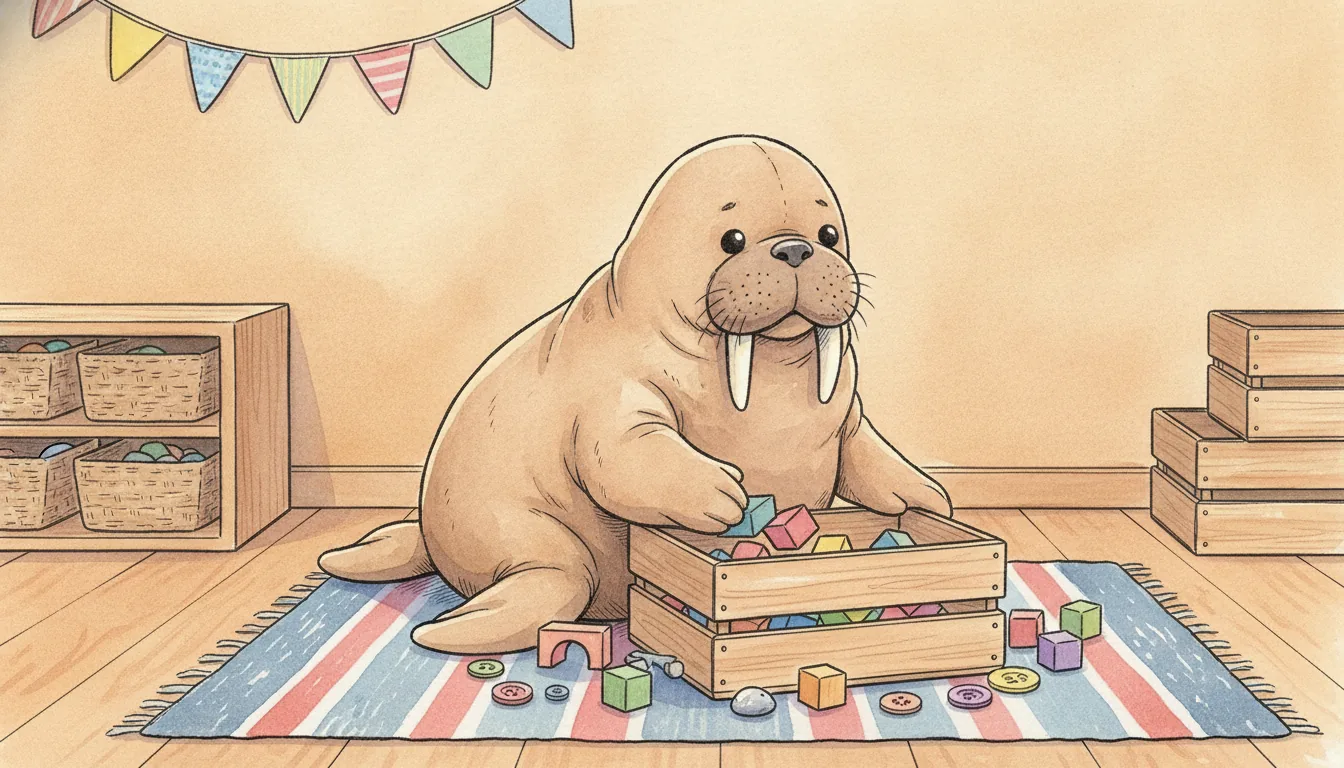 Plüsch-Walross als Held einer Aquarell-Illustration