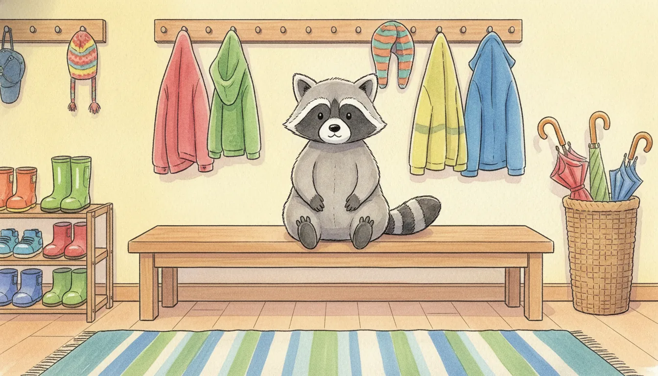 Plüsch-Waschbär als Held einer Aquarell-Illustration