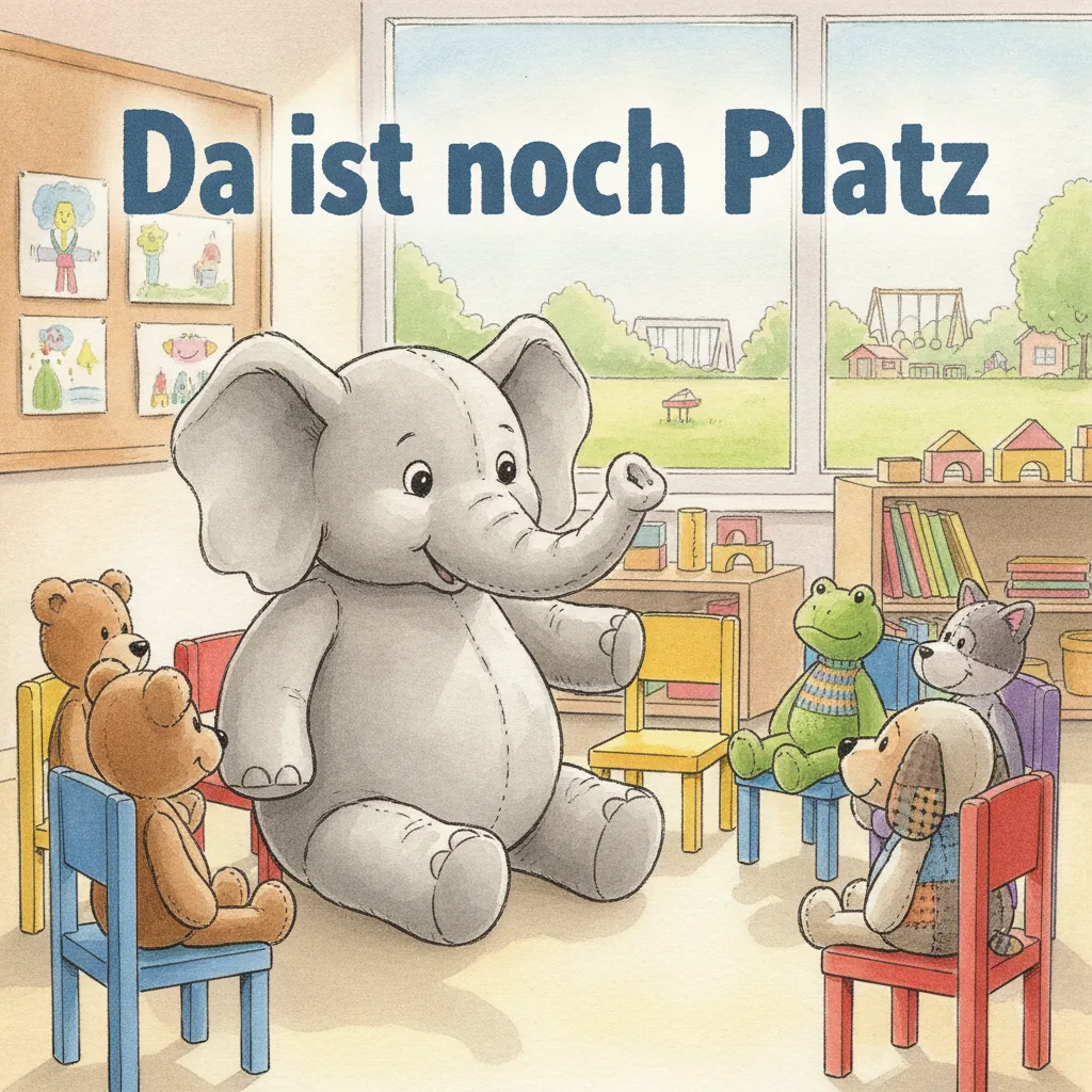 Beispiel-Buchcover „Da ist noch Platz“ für ein Gruppenbuch zum Thema Ein neues Kind kommt dazu