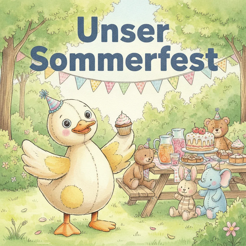 Beispiel-Buchcover „Unser Sommerfest“ für ein Gruppenbuch zum Thema Sommerfest und Abschlussfest