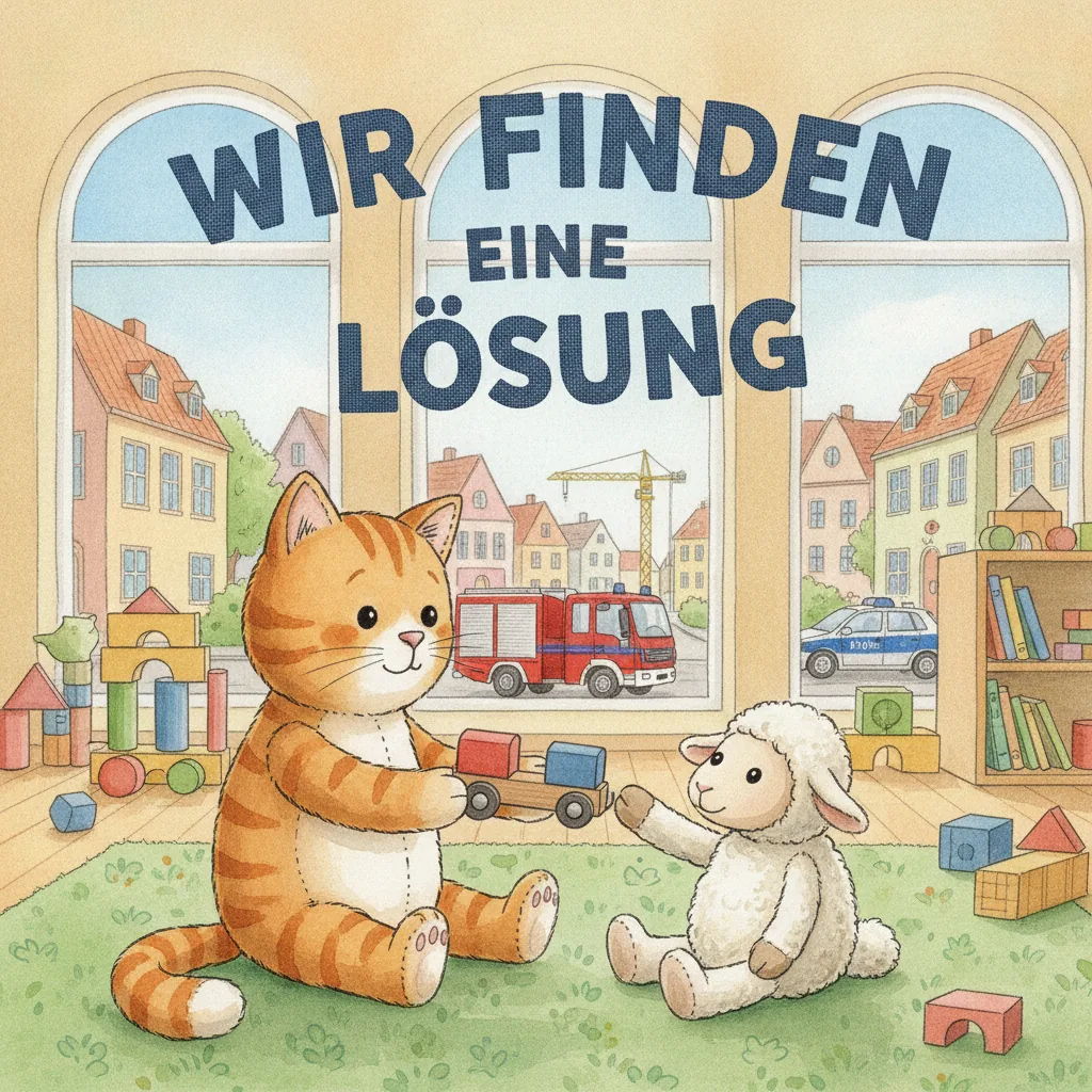 Beispiel-Buchcover „Wir finden eine Lösung“ für ein Gruppenbuch zum Thema Streiten und vertragen
