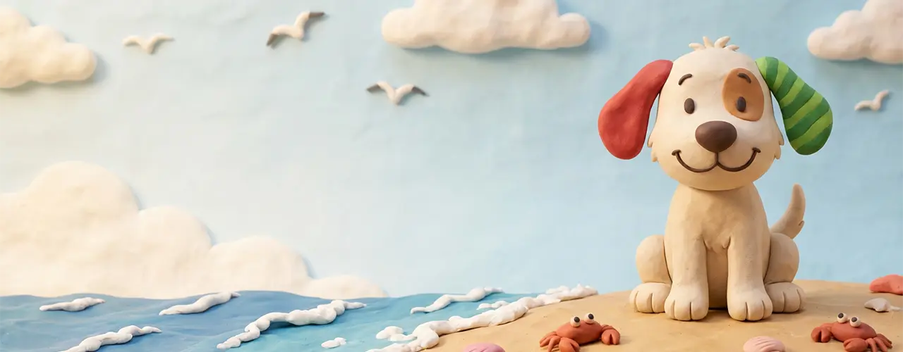Der Knuffel-Hund im Stil „3D & Claymation“