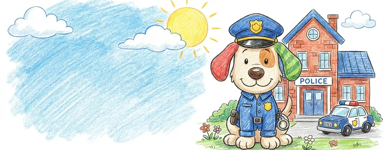 Der Knuffel-Hund im Stil „Buntstifte & Kreide“
